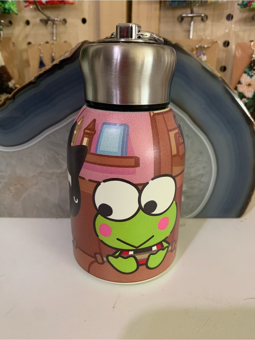 Sanrio Pink and Green Keroppi Decorative Bottle Accent